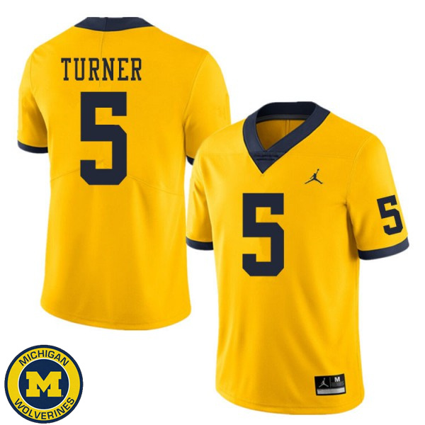 Mens Michigan Wolverines #5 DJ Turner Yellow High School Jersey